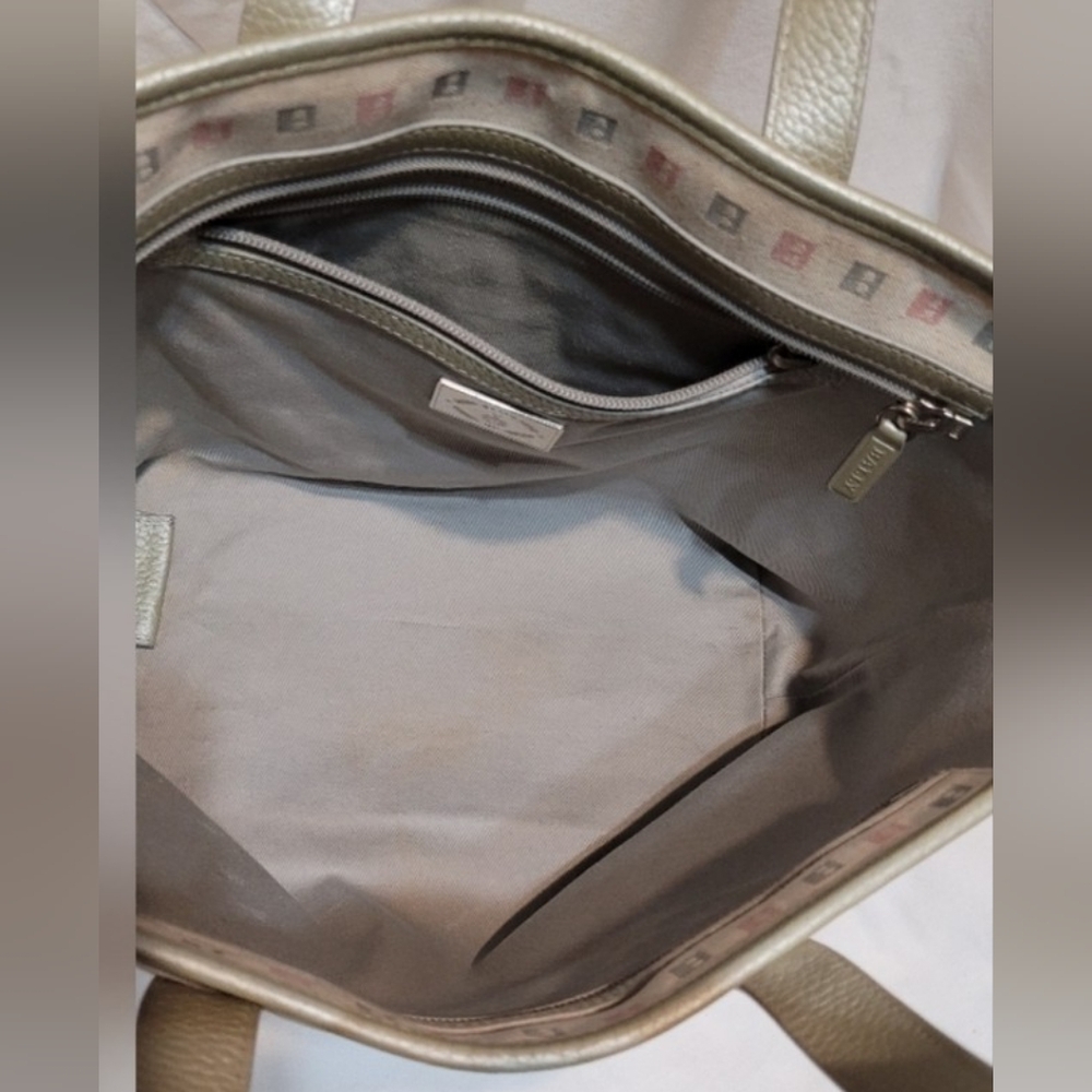 Bally Canvas & Leather Handbag B Mark Pattern Pewter & pink monogram EUC - Picture 4 of 16